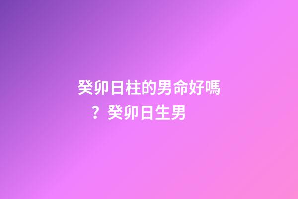 癸卯日柱的男命好嗎？癸卯日生男